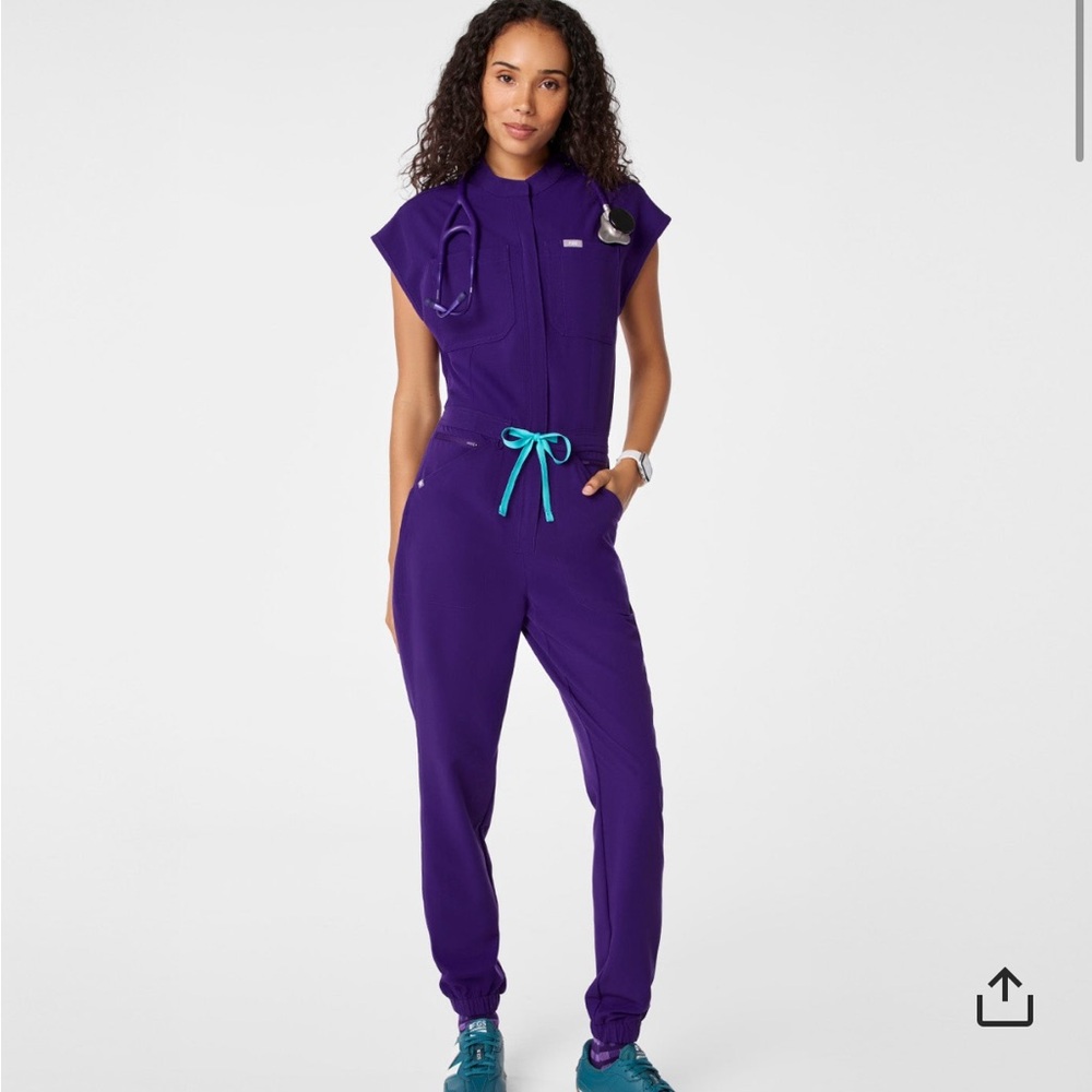 Figs women’s Rafaela cargo jogger scrub jumpsuit pulse purple